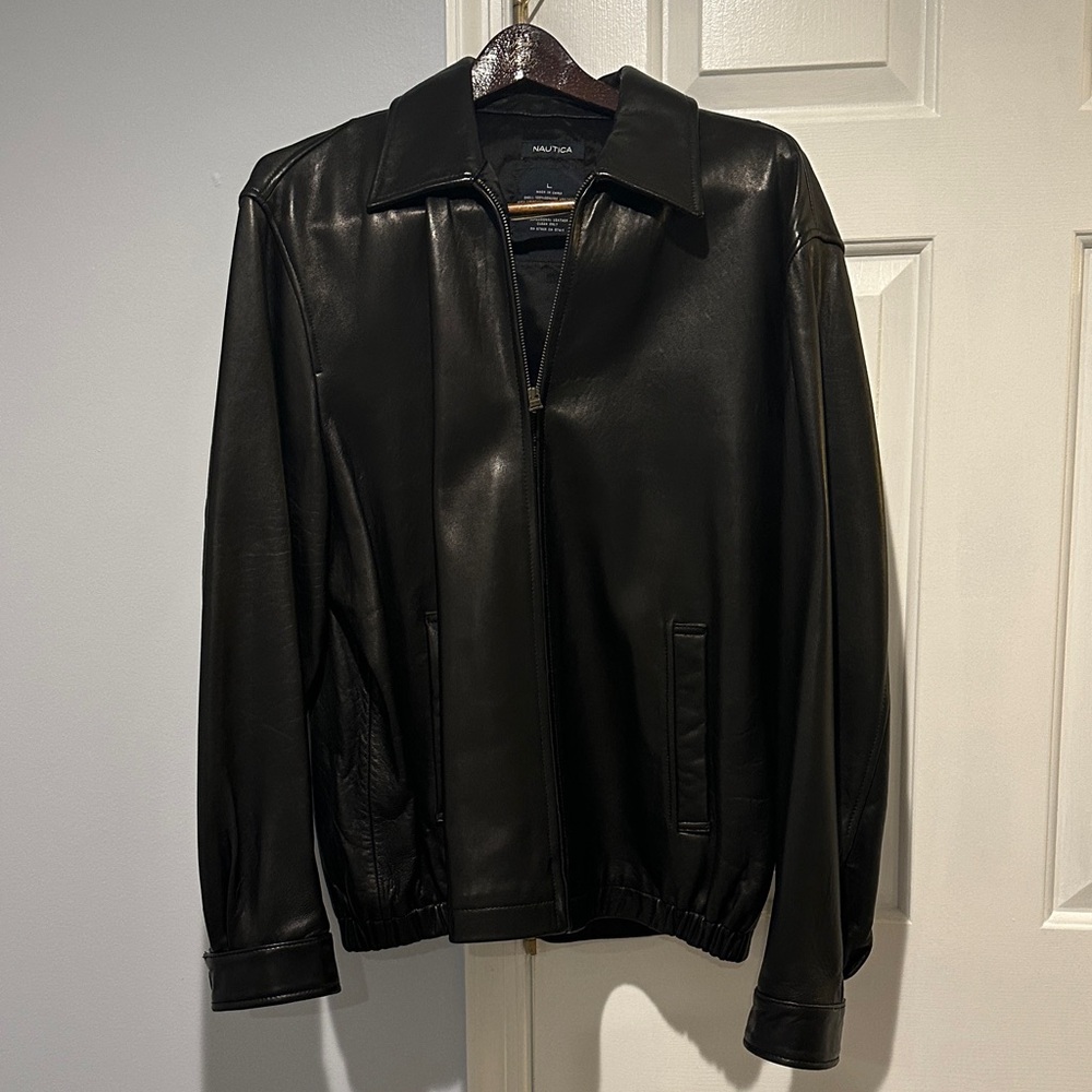 Nautica Black Leather Jacket